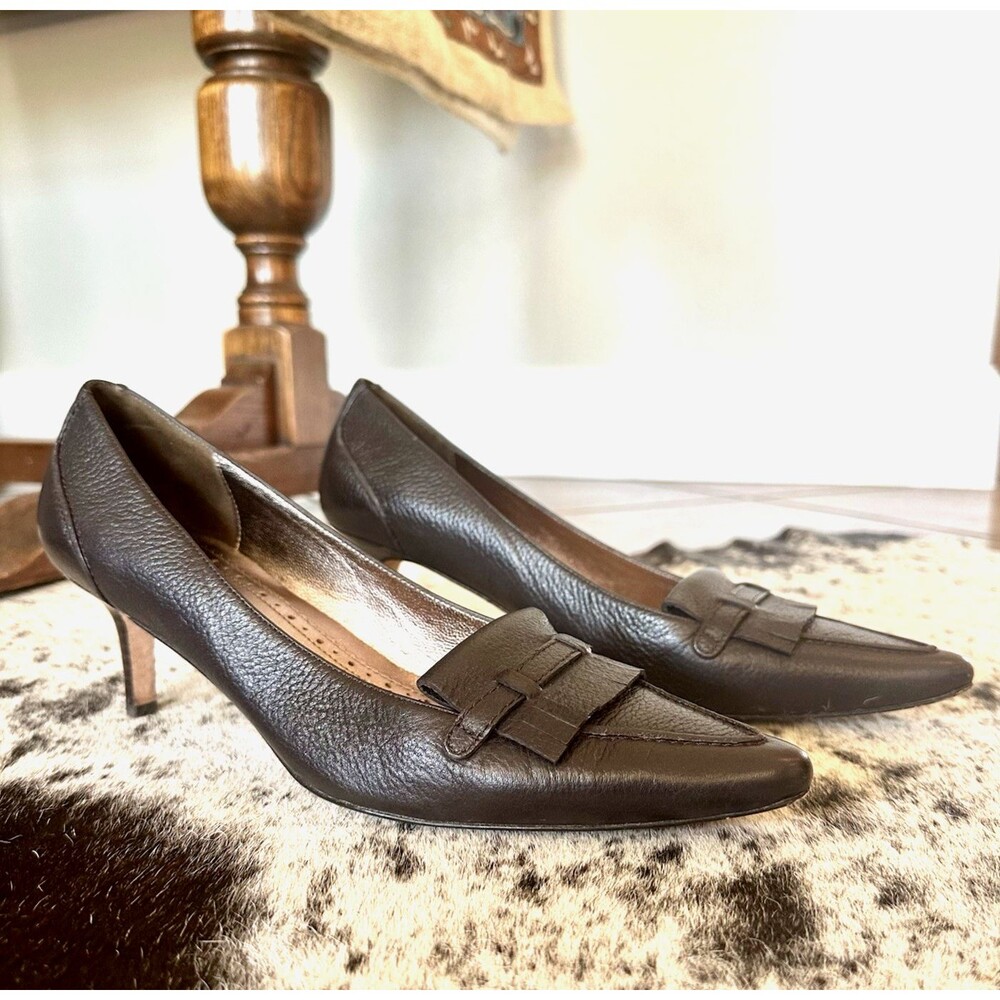 Brooks Brothers Shoes Brown Leather Women Pumps  Heels Pointed Toe Kilt Sz 9